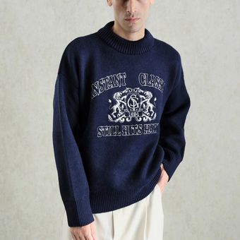 پلیور گلدوزی‌دار سرمه‌ای GIESTO