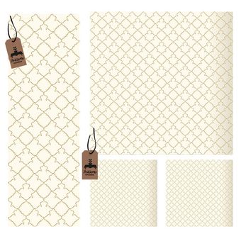 ست رومیزی 4 تیکه رومیزی باز مدل انتزاعی کد 11057