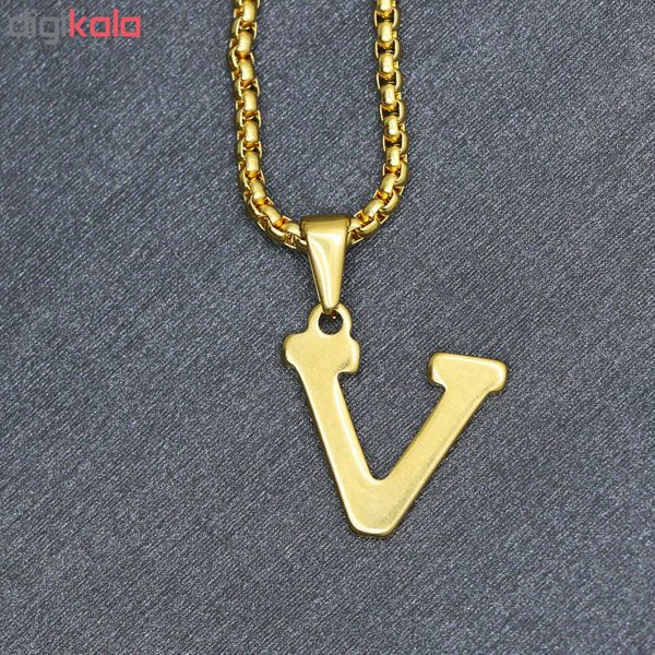 گردنبند مردانه حرف V کد h010