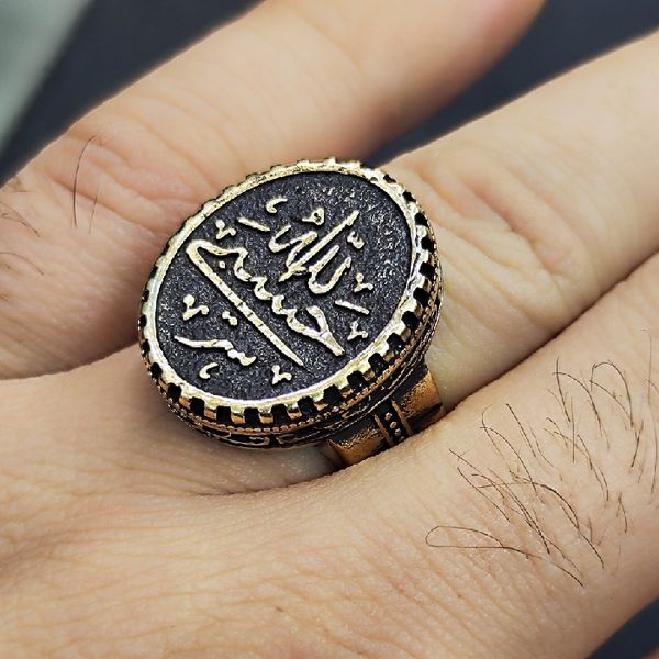 انگشتر مردانه مدل طلا روس طرح حسبی الله کد 260