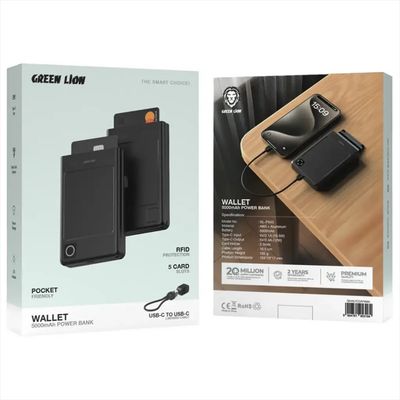 پاوربانک والت 5000 میلی آمپر گرین لاین Green Lion Wallet 5000mAh Power Bank