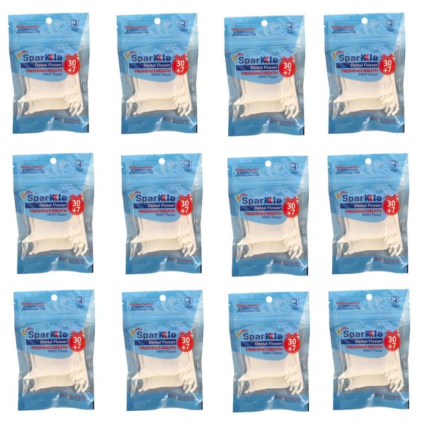 نخ دندان اسپارکل مدل کمانی 12 بسته 37 عددی