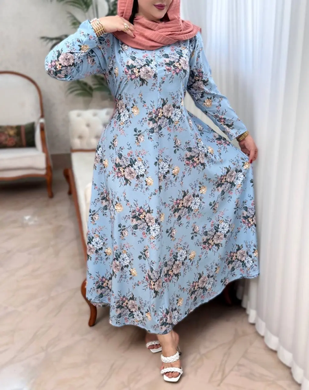 پیراهن  فلور بنفشه 3205