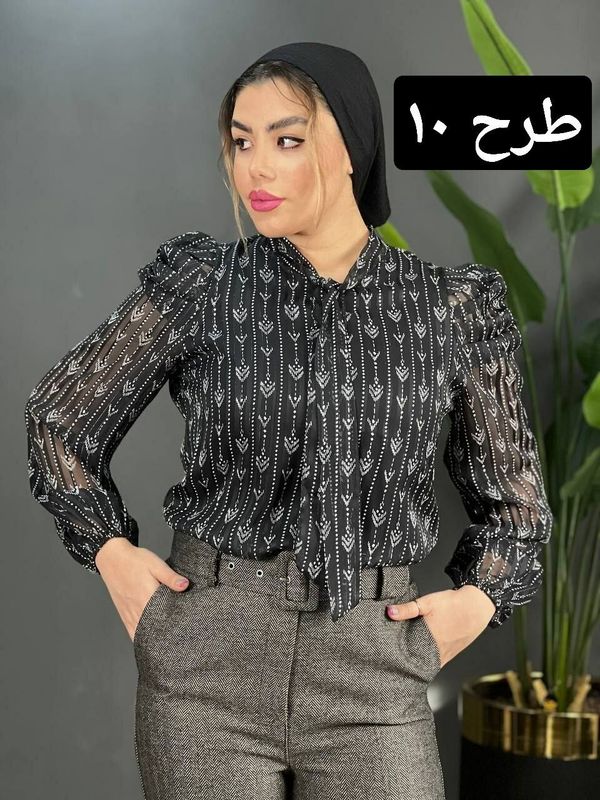 شومیز حریر آستین پف کد 1578