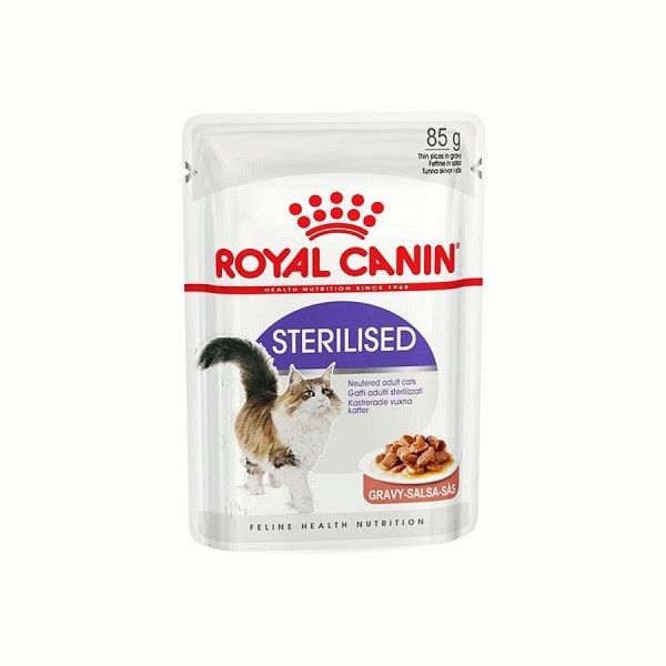 غذای پوچ گربه بالغ عقیم شده رویال کنین مدل STERILISED وزن 85 گرم