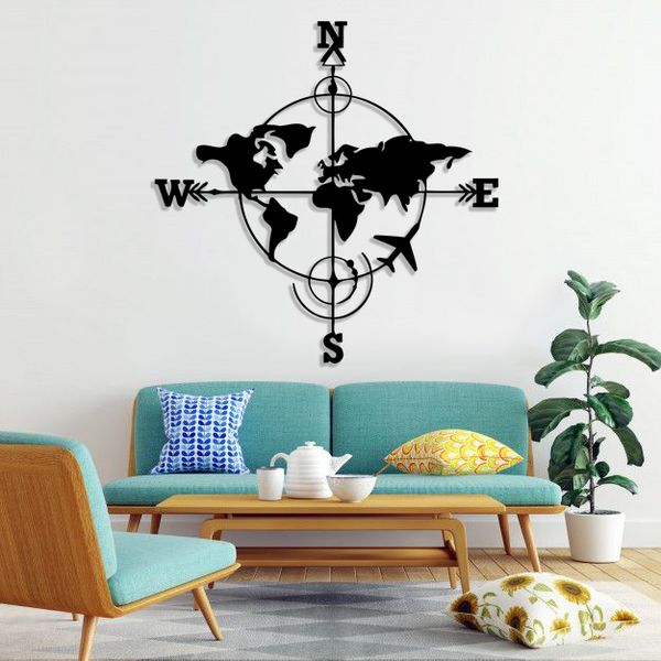 استیکر دیواری طرح جهات جغرافیایی کد 003