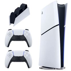 کنسول بازی سونی مدل PlayStation 5 Slim Digital Edition ظرفیت 1 ترابایت ریجن 2016A اروپا به همراه دسته اضافی و پایه شارژر*509