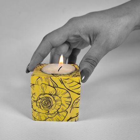 جاشمعی چوبی مدل مکعب