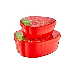 ظرف نگهدارنده هوبی لایف مدل Funny طرح توت فرنگی کد 021179 بسته دو عددی