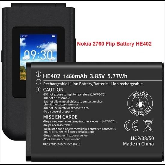 باتری گوشی نوکیا 2760 تاشو مدل HE402