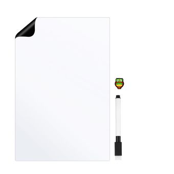 تخته وایت برد یخچالی هوم اند فریج مدل 06 سایز 15x20 سانتی متر به همراه ماژیک و مگنت مجموعه 3 عددی