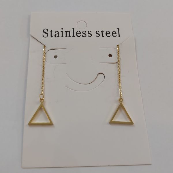 گوشواره زنانه استینلس استیل مدل بخیه طرح مثلث کد shape115 (لطفا کد را تغییر ندهید تشکر)