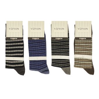 جوراب ساق بلند مردانه ویزیون کد VMT108.Z1 بسته 4 عددی