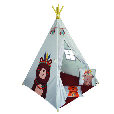 چادر بازی کودک مدل سرخپوستی طرح حیوانات PT428