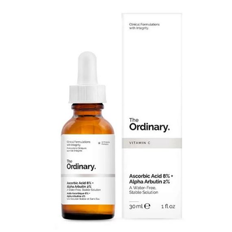 ویتامین سی اوردینری اصل (سرم ضد لک آسکوربیک اسید 8% و آلفا آربوتین 2%) The ordinary ascorbic acid alpha arbutin Vitamin C