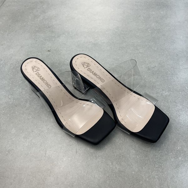 صندل زنانه دیاموند مدل طلقی شیشه ای رنگ مشکی