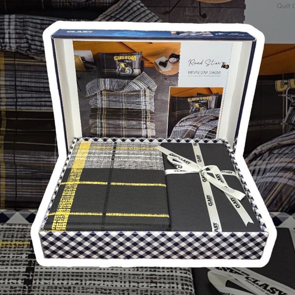 سرویس  کاورلحاف کلسی طرح Road Star یک نفره 3 تکه