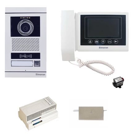 مجموعه دربازکن تصویری کارتی سیماران مدل 43TKM-VFBC1/N یک طبقه به همراه محافظ ولتاز مانیتور