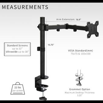 پایه مانیتور فولادی تک بازو مناسب مانیتور تا 32 اینچ