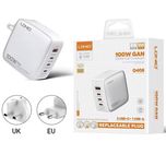 شارژر دیواری 100 وات 4 پورت الدینیو به همراه کابل USB-C