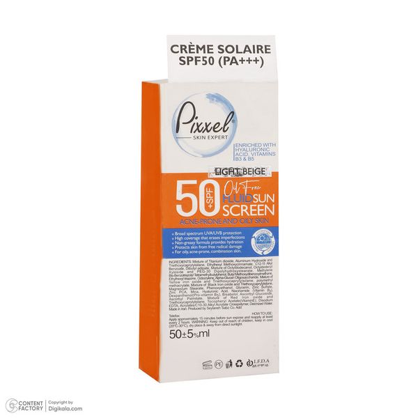 کرم ضد آفتاب رنگی پیکسل SFP50 مدل LIGHT BEIGE محافظ UVA ،UVB و +++PA، تنظیم ترشح چربی پوست، ضد جوش و آکنه، مرطوب‌کننده مناسب برا