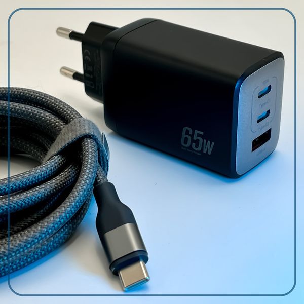 شارژر دیواری 65 وات وونک مدل PD-65W به همراه کابل دو متری USB-C