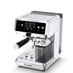 اسپرسوساز خانگی فارموکس مدل FX270 با مخزن آب 1500 میلی‌لیتر، فشار بخار 20 بار، صفحه‌نمایش لمسی و قابلیت تهیه اسپرسو، لاته و کاپو
