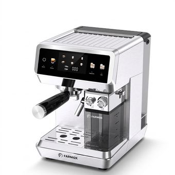 اسپرسوساز خانگی فارموکس مدل FX270 با مخزن آب 1500 میلی‌لیتر، فشار بخار 20 بار، صفحه‌نمایش لمسی و قابلیت تهیه اسپرسو، لاته و کاپو