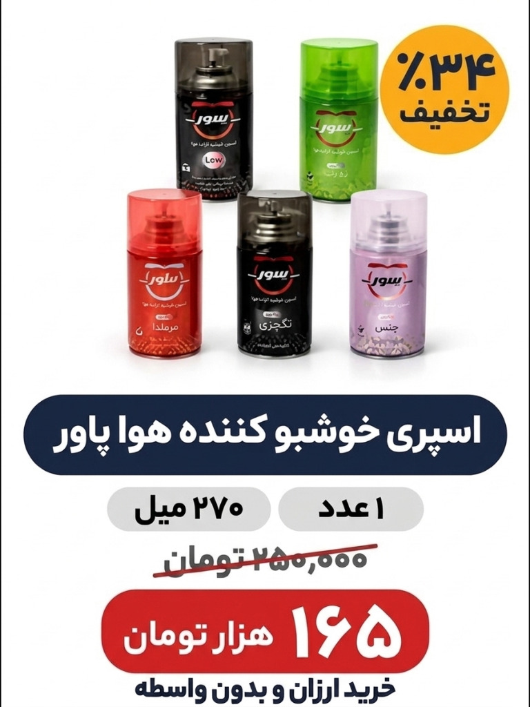 اسپری خوشبو کننده هوا 270 میل پاور دستگاه خور 1 عددی