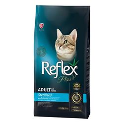 غذا خشک گربه بالغ رفلکس پلاس مدل عقیم شده طعم ماهی سالمون وزن 500 گرم