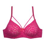 ست شورت و سوتین زنانه ژوبین مدل گیپوری طرح برگ رنگ سرخابی