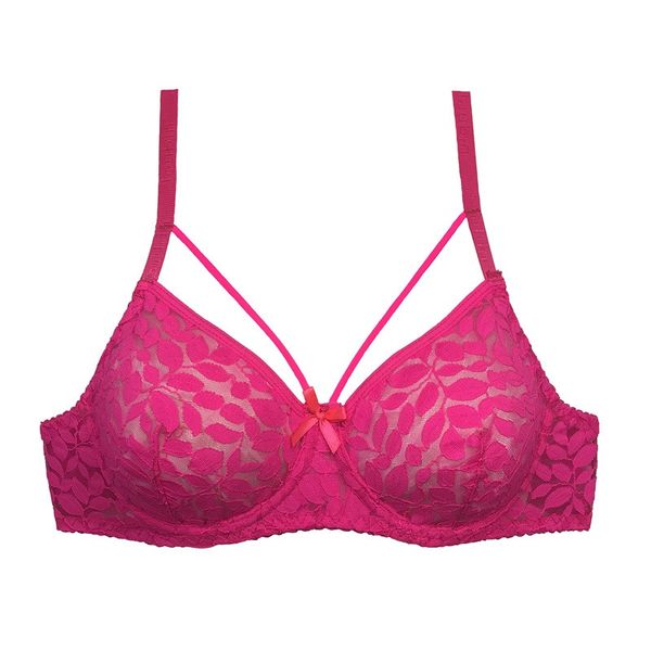 ست شورت و سوتین زنانه ژوبین مدل گیپوری طرح برگ رنگ سرخابی