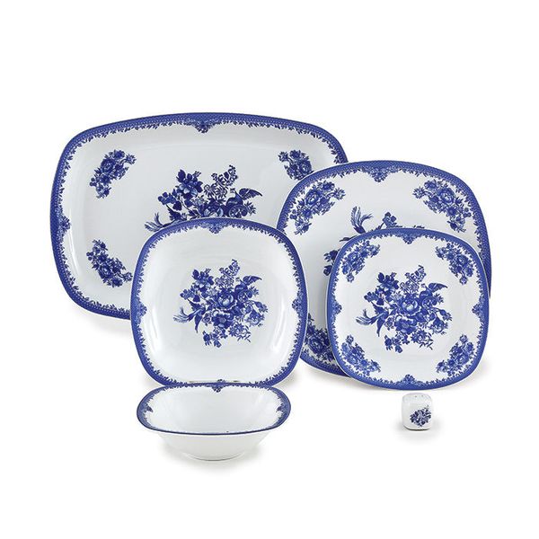 سرویس چینی 98 پارچه کامل چینی زرین ایران سری کواترو مدل فلورانس درجه یک