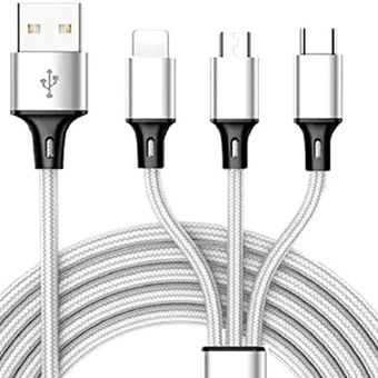 کابل تبدیل USB به  لایتنینگ /micro USB/USB-C سمگپرس مدل توربو شارژ طول 1 متر