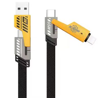 کابل 4 کارهUSB/USB-C به لایتنینگ/USB-C آیرون ایکس مدل SUPERFAST65W 4IN1 طول 1.5 متر
