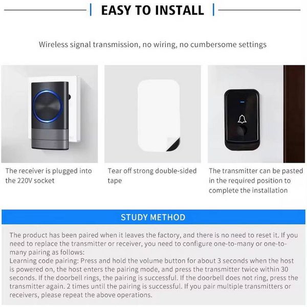 زنگ بی سیم مدل 2Q189-BB به همراه شستی