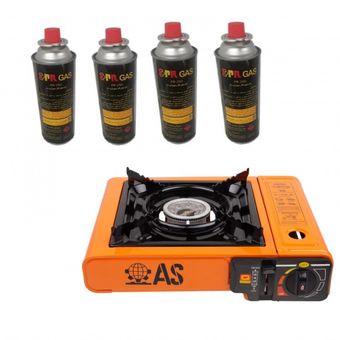 اجاق سفری مدل AS  همراه 4 عدد کپسول  گاز سفری