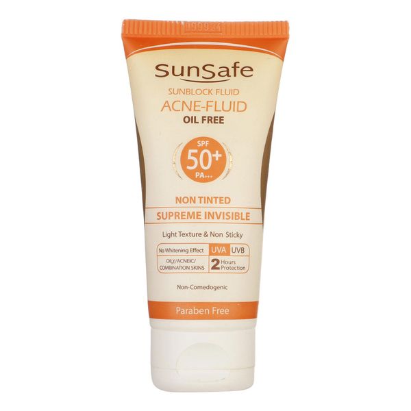کرم ضدآفتاب بیرنگ سانسیف SPF50 مدل ACNE-FLUID مناسب پوست مختلط، حجم 50 میلیلیتر