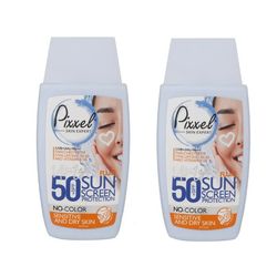 کرم ضدآفتاب بی‌رنگ پیکسل، با SPF50، مدل Sensitive، حاوی محافظ UVA ،UVB و +++PA، فاقد گلیسیرین، حاوی ویتامین E و B+، مناسب پوست‌ه