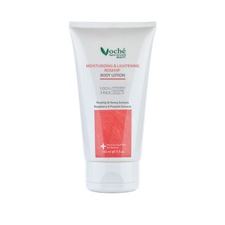 لوسیون بدن روشن‌کننده و مرطوب‌کننده وچه مدل Rosehip حجم 150ml با عصاره رز هیپ، عسل، آلوئه‌ورا و روغن هسته انگور، مناسب انواع پوس