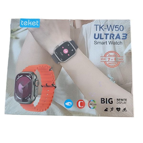 ساعت هوشمند 49 میلی متری تیکت مدل TK-W50 به همراه 6 بند سیلیکونی