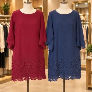 پیراهن ژرژت میدی آستین نیلوفری