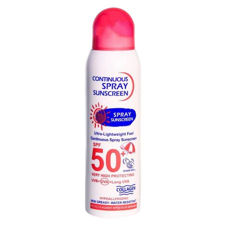 اسپری ضد آفتاب بی‌رنگ وکالی، SPF 50، مدل 001، مناسب انواع پوست چرب با حجم 235 میلی‌لیتر، محافظت‌کننده در برابر اشعه‌های UVA و UV