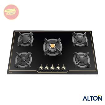 اجاق گاز توکار شیشه‌ای مشکی خط طلایی 5 شعله ایتالیایی IG-521BN آلتون ALTON