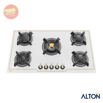 اجاق گاز توکار شیشه‌ای سفید خط طلایی 5 شعله ایتالیایی IG-521WN آلتون ALTON