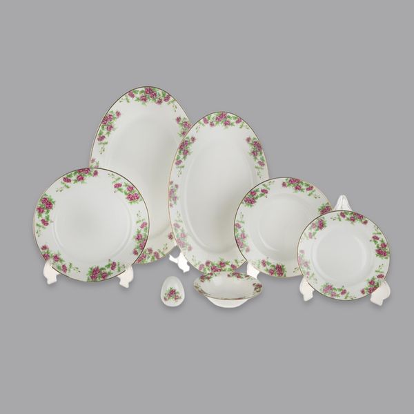 سرویس غذاخوری 28 پارچه 6 نفر چینی زرین ایران مدل ایتالیا اف بیدگل درجه عالی