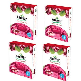 پودر ژله بدون قند با طعم آلبالو کامور مجموعه 4 عددی