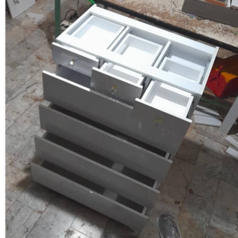 کنسول 7 کشو تمام MDF اقتصادی صفحه شیشه ای