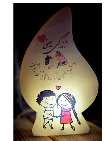 آباژور سنگ نمک طرح دار عاشقانه L14