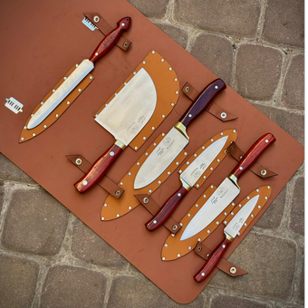 ست سفارشی چاقوی آشپزخانه قصابی تضمینی زنجان با کیف مخصوص
